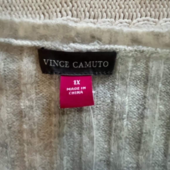 Vince Camuto Women's V-Neck Ribbed Sweater Lightweight Heather Gray - Picture 7 of 16